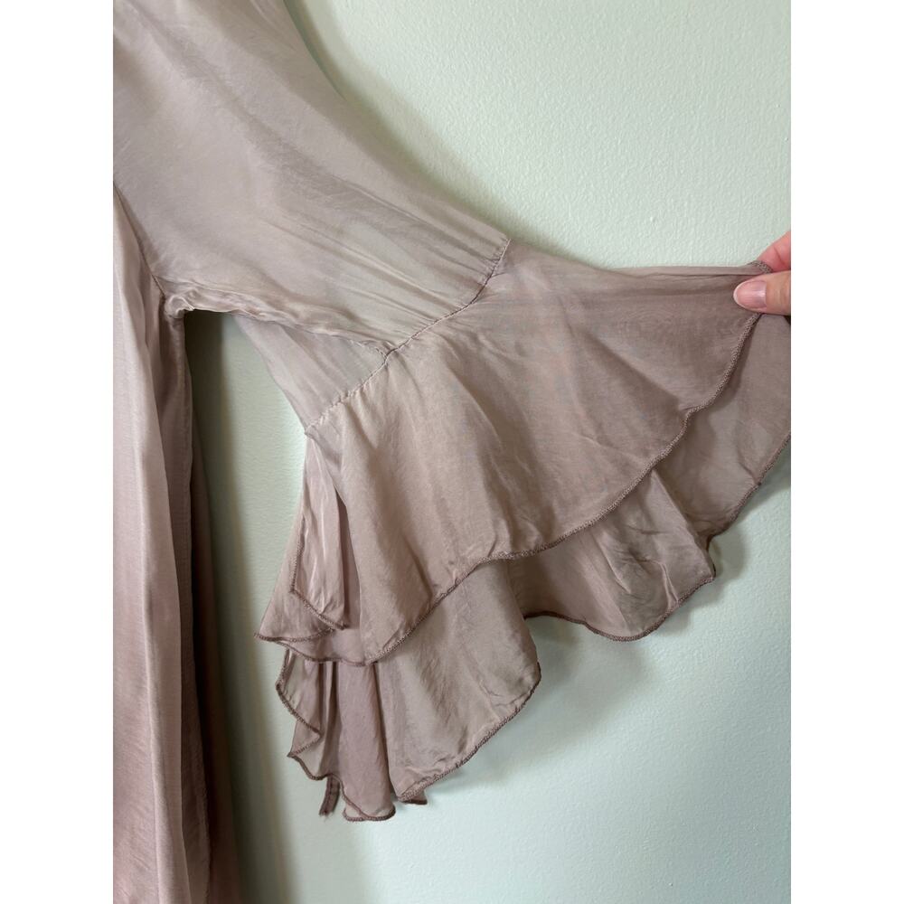 Le Marais Paris Italian Silk Blouse Sheer Ruffle Romantic Ruffle Top - Picture 2 of 7
